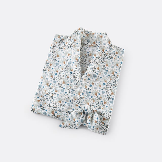 Peignoir kimono pur voile de coton, Kalyan - Imprimé blanc - 34/36
