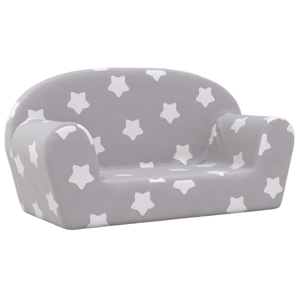 Sofá de niños de 2 plazas | sofá de salón | sofá de descanso felpa suave gris claro con estrellas cfw49897