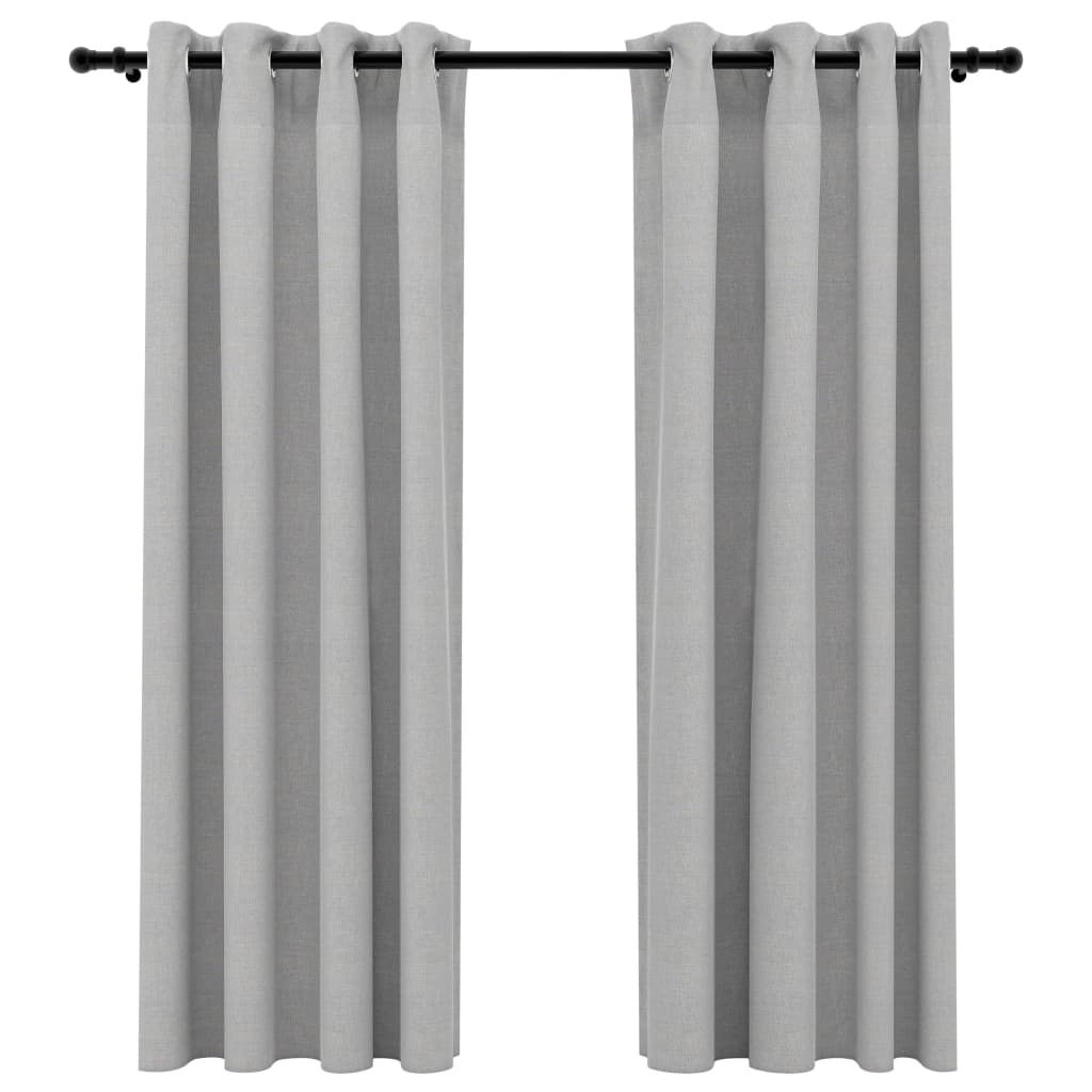 2 piezas cortinas opacas   cortinas oscurantes con ojales look de lino gris 140x175 cm cfw31286