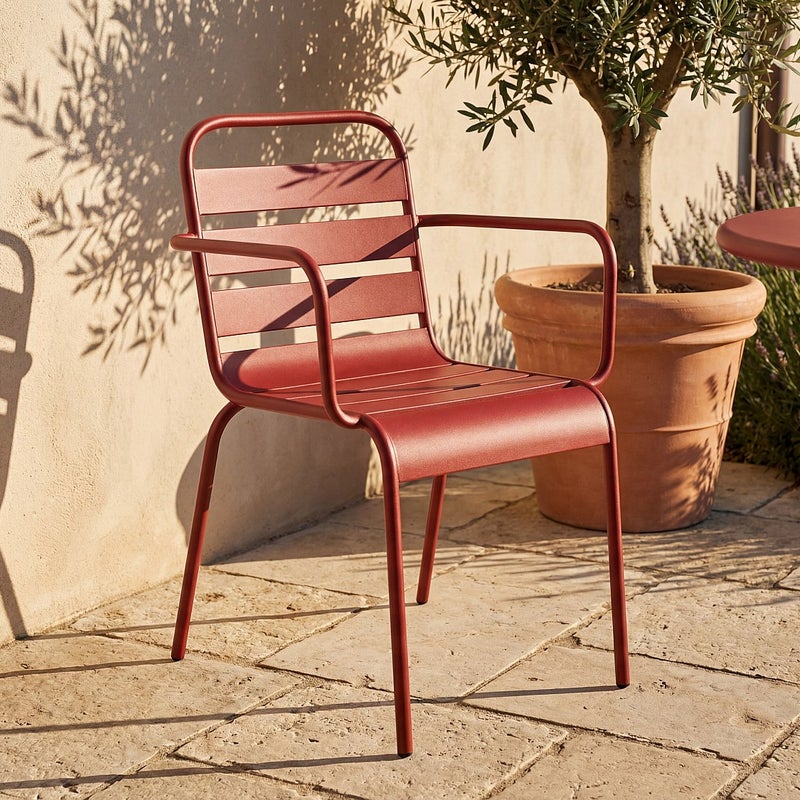 Zestaw 2 metalowych, składanych foteli ogrodowych - Czerwony - MIRMANDE marki MYLIA
