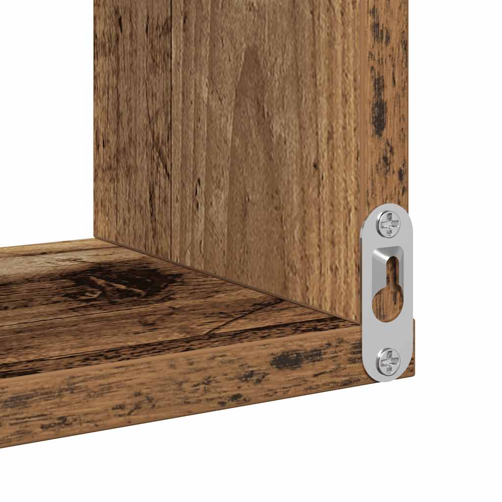 Étagère d'angle murale | Étagère flottante | Étagère suspendue vieux bois 40x40x49,5 cm bois ingénierie CFW161908 - 8