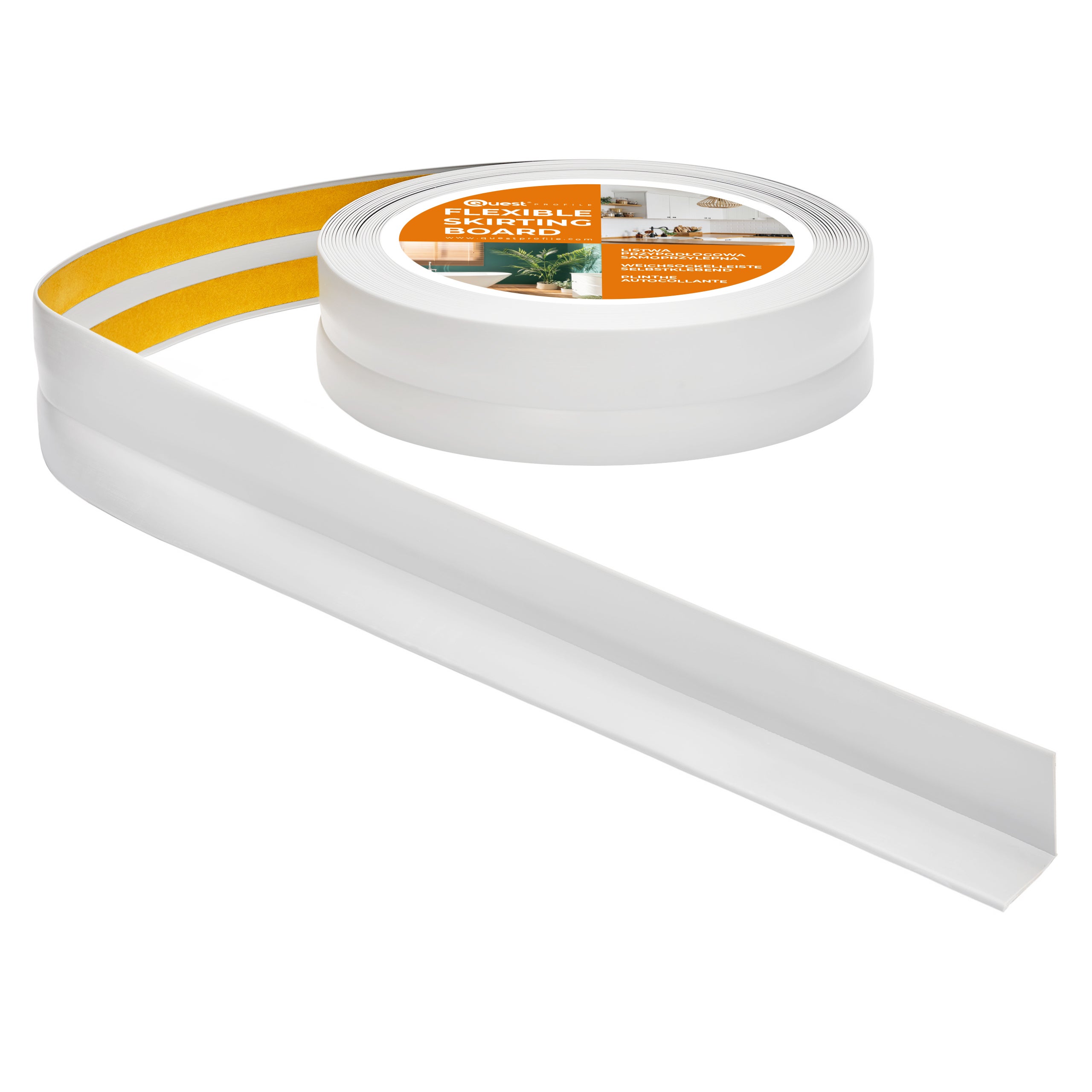 Rodapié PVC blando autoadhesivo 15x15 mm - flexible, pared y suelo, 20 ...