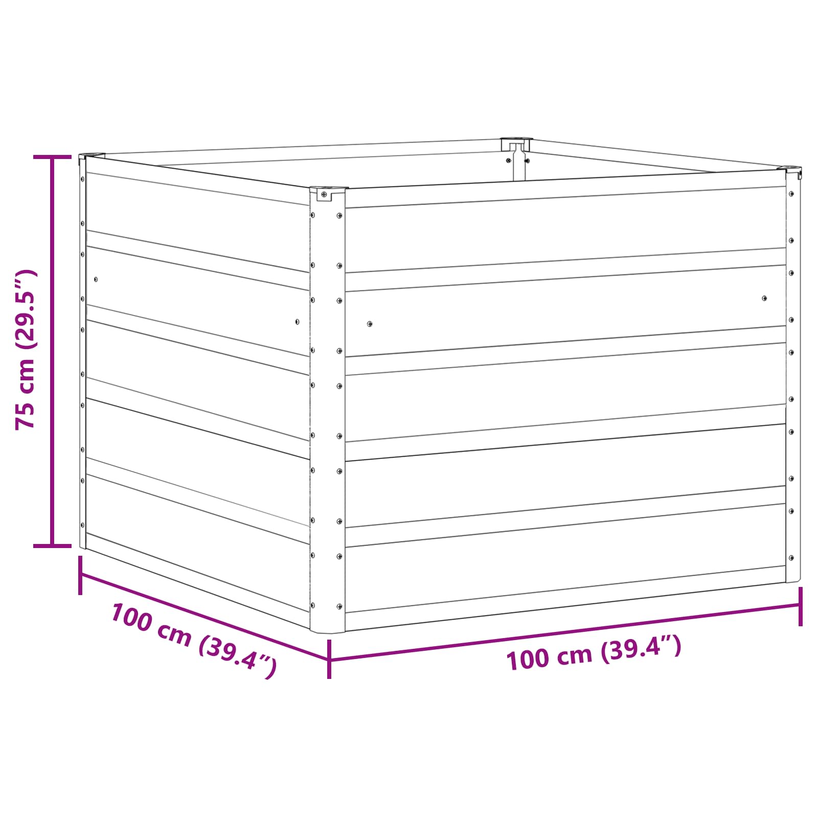 vidaXL Jardinière Ivoire 100 x 100 x 75 cm Acier - 7