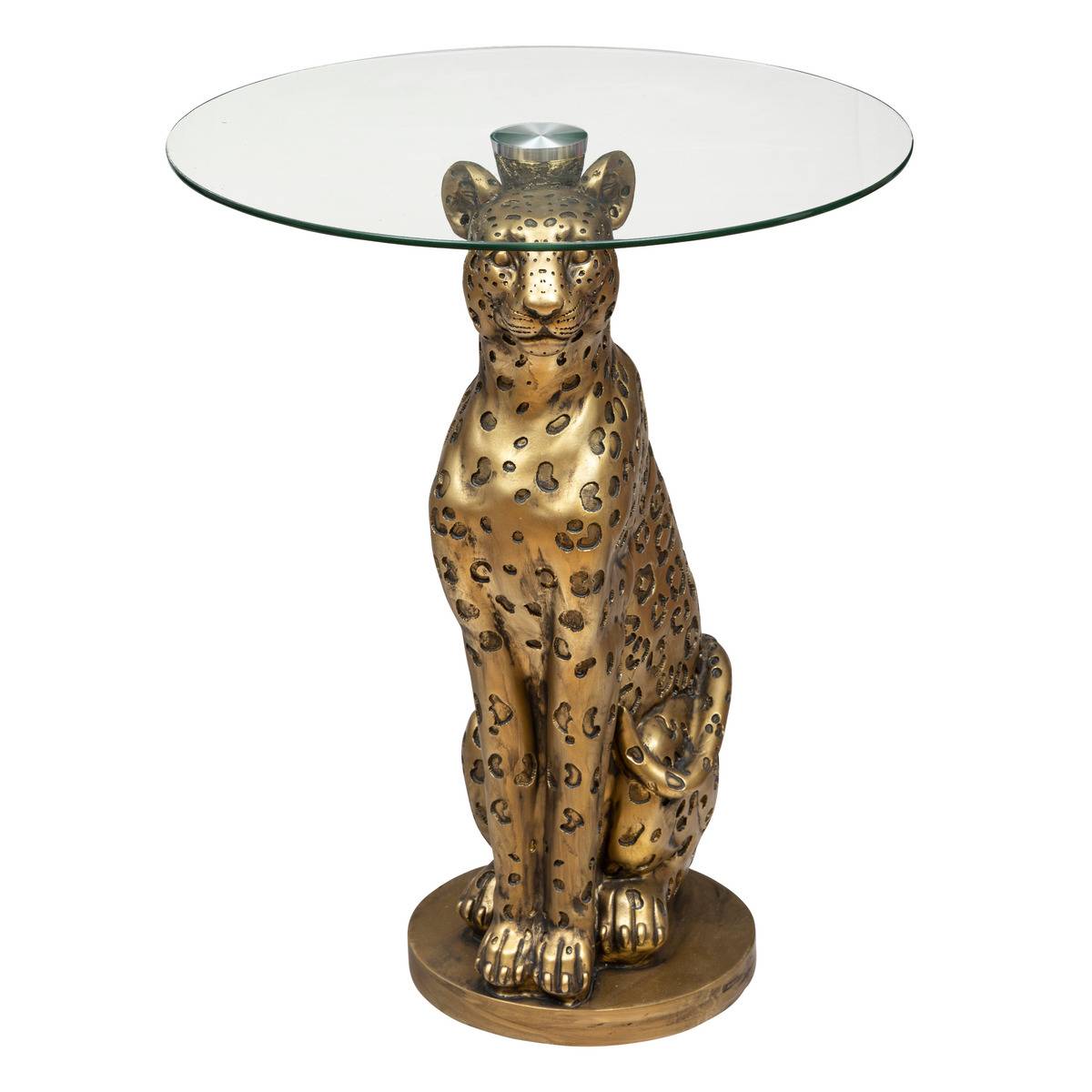 Desserte Roulante Thalia - Design Métal Doré Et Plateau Verre Trempé - H75cm - Atmosphera