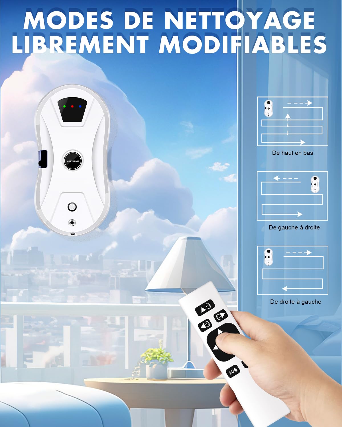 Robot Nettoyeur Vitre Automatique, avec Fonction de pulvérisation d'eau, Navigation Intelligente, Triple Système de Sécurité, pour Surfaces Lisses - 3