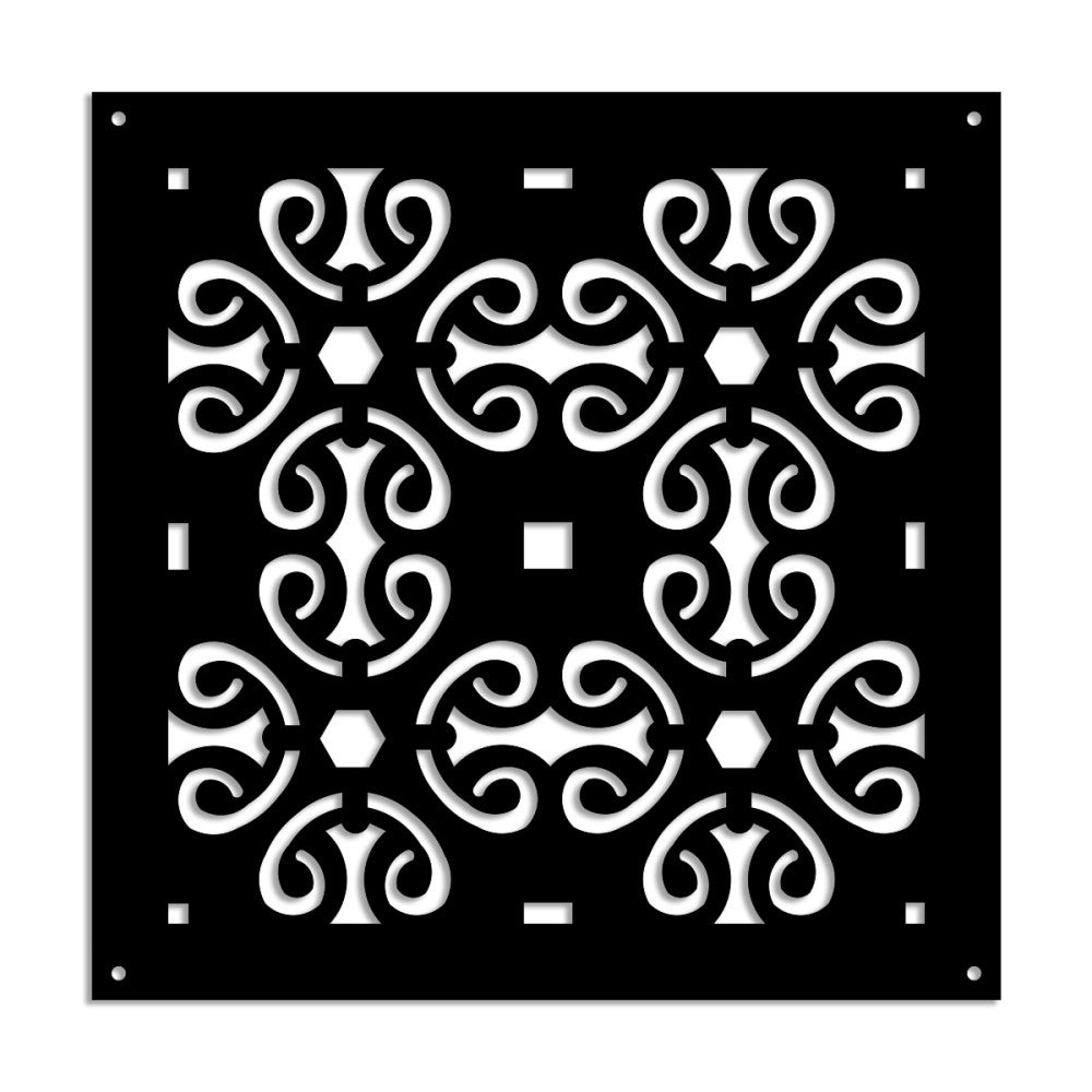 OLD KEY - Panel perforowany z PVC - Osłona przeciwsłoneczna - Rozmiar 98x98 cm - Grubość 1 cm - Kolor CZARNY