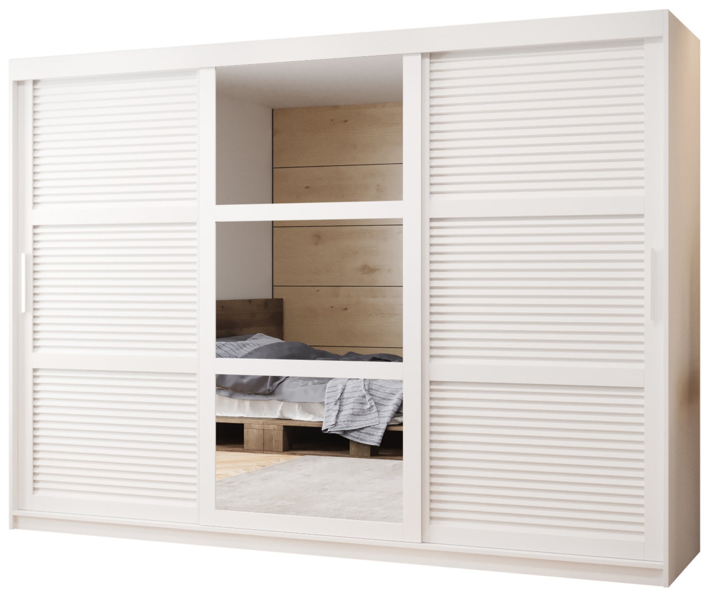 Szafa przesuwna garderoba ŻALUZJA 2 250 x 62 x 200 cm Biały - Abiks Meble