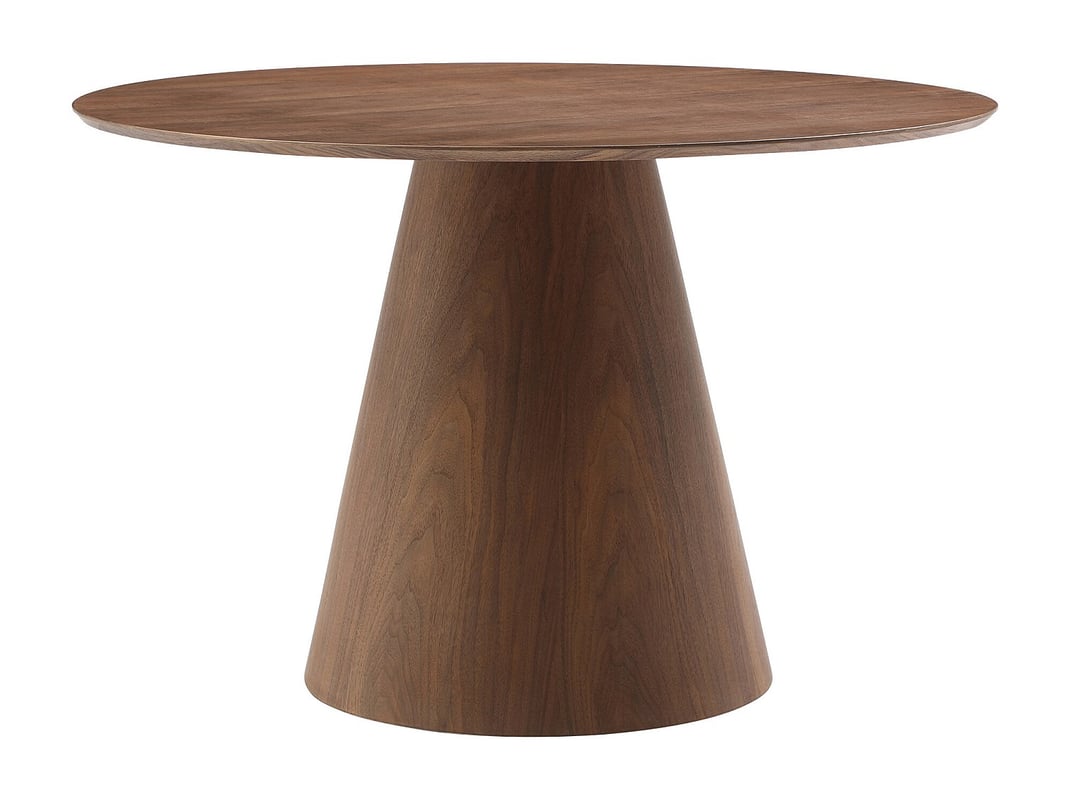 Stół do jadalni okrągły dla 4 osób z MDF - Naturalny ciemny - ANTALIZA