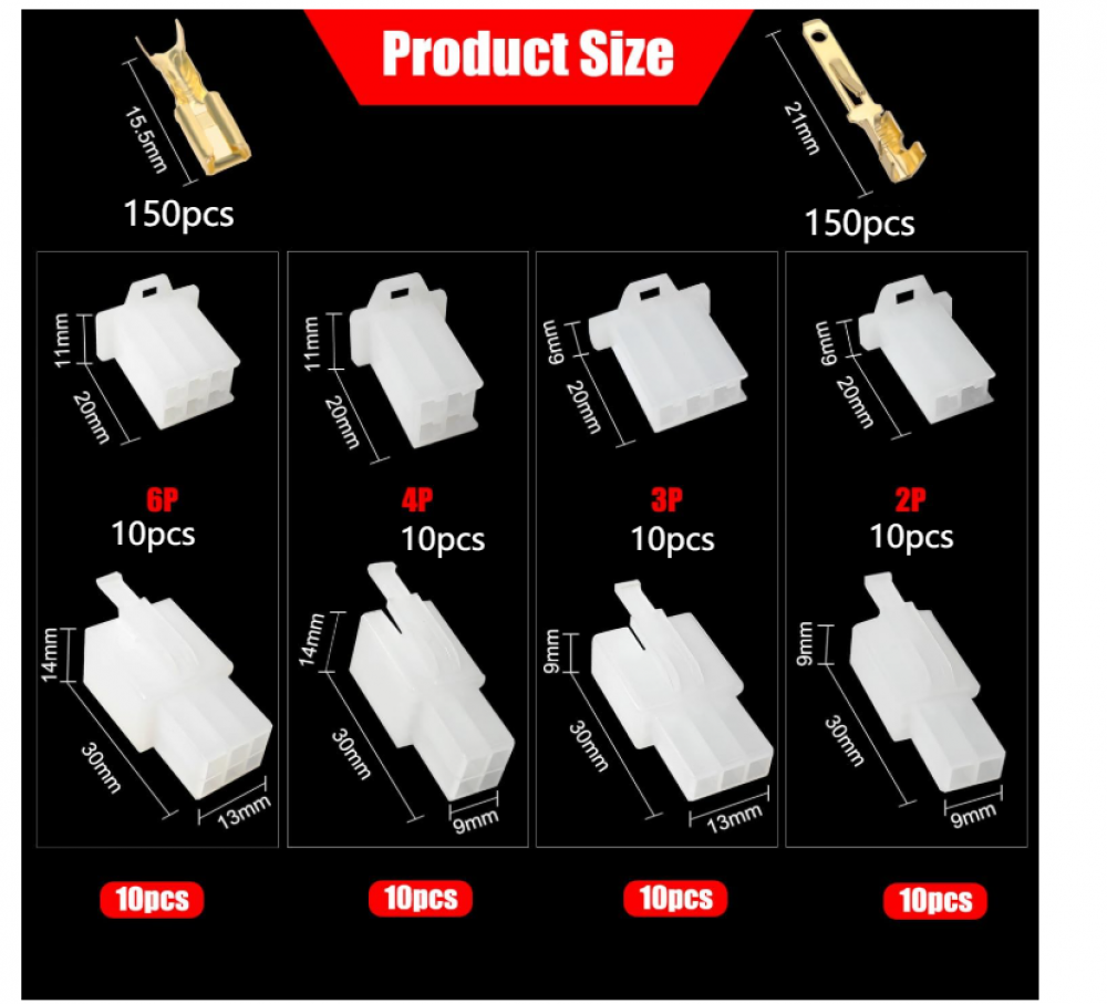 (Blanc)380 Pièces 2.8mm Automobile Connecteur Kit, 2 3 4 6 Broches de Fil Électrique Connecteur et Femelles Sertir Cosse Assortiment, pour Moto - 2