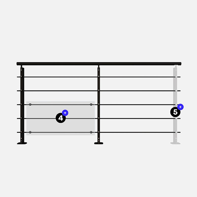 Kit garde-corps aluminium noir 2m pose à plat, Initio KORDO - 5