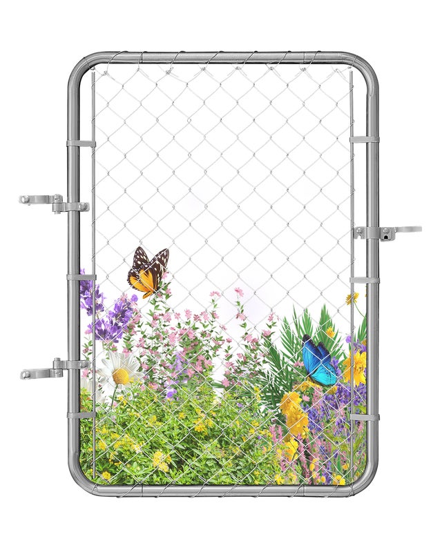 Portillon Grillage Rigide VEVOR 81 x 117 cm, Acier Galvanisé Q235, Maille 6,3 cm, Loquet et Charnières Inclus, pour Jardin et Ferme, Sans Poteaux