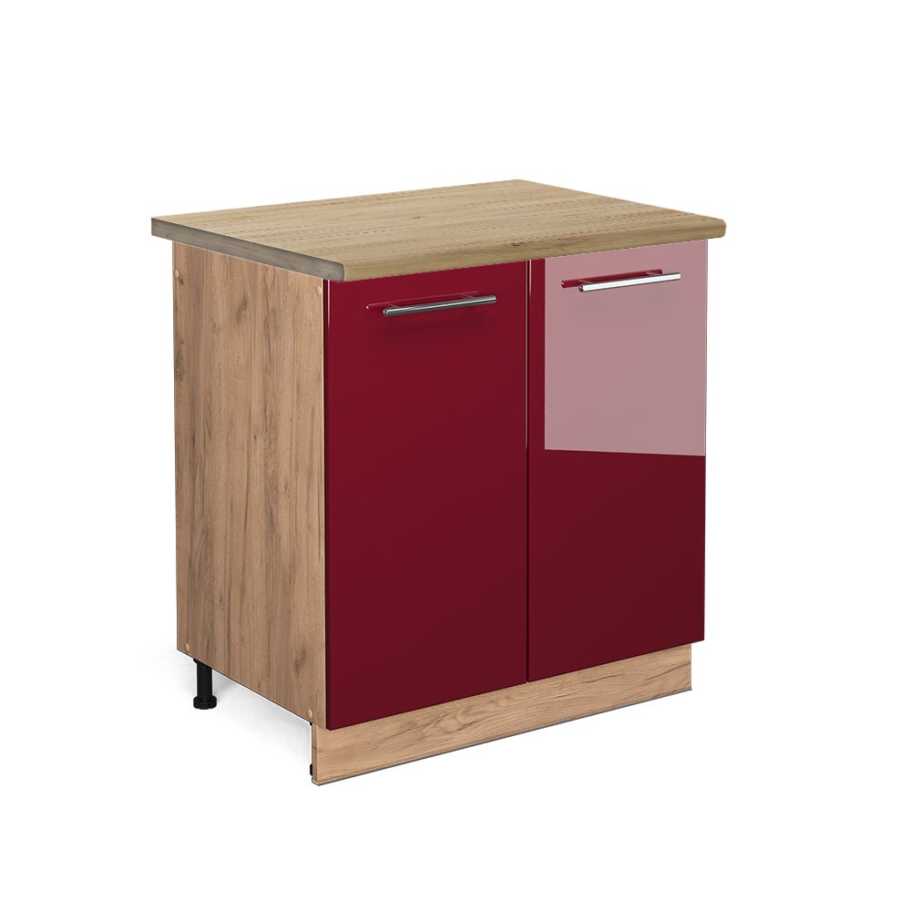 Vicco Szafka pod zlew Fame-Line, Bordowa Czerwień wysoki połysk, 80 cm , BP Dąb