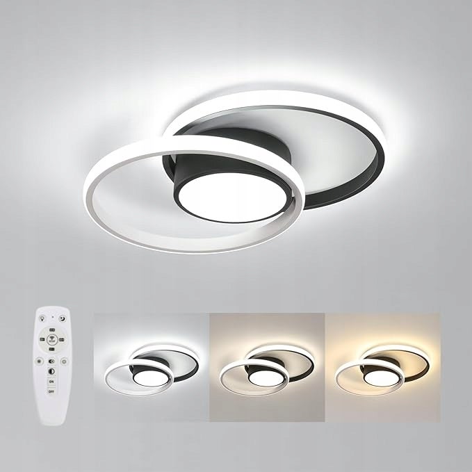 Plafonnier Led Moderne Rond Blanc Noir En M Tal Dimmable Avec