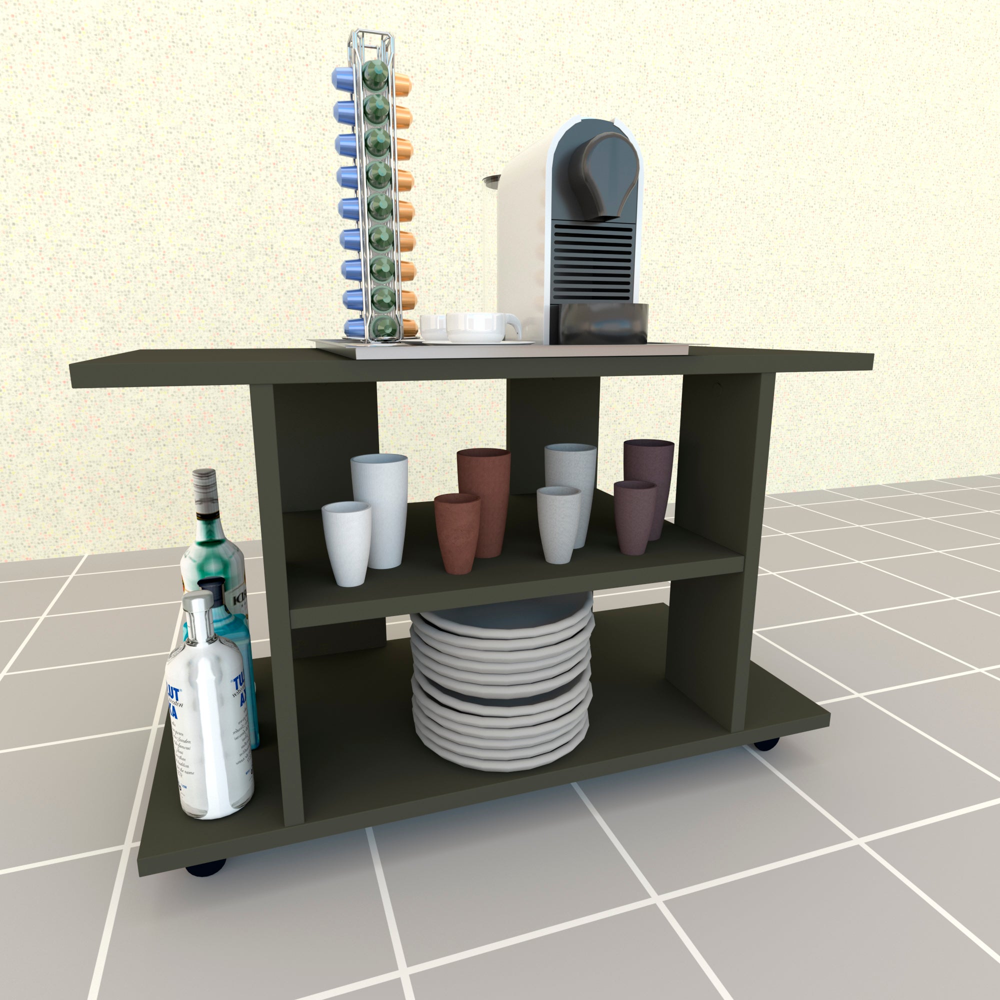 Henor Table à Roulettes Bois Mod.Pilar. 80 x 40 x 65.5 cm. Roues — free download