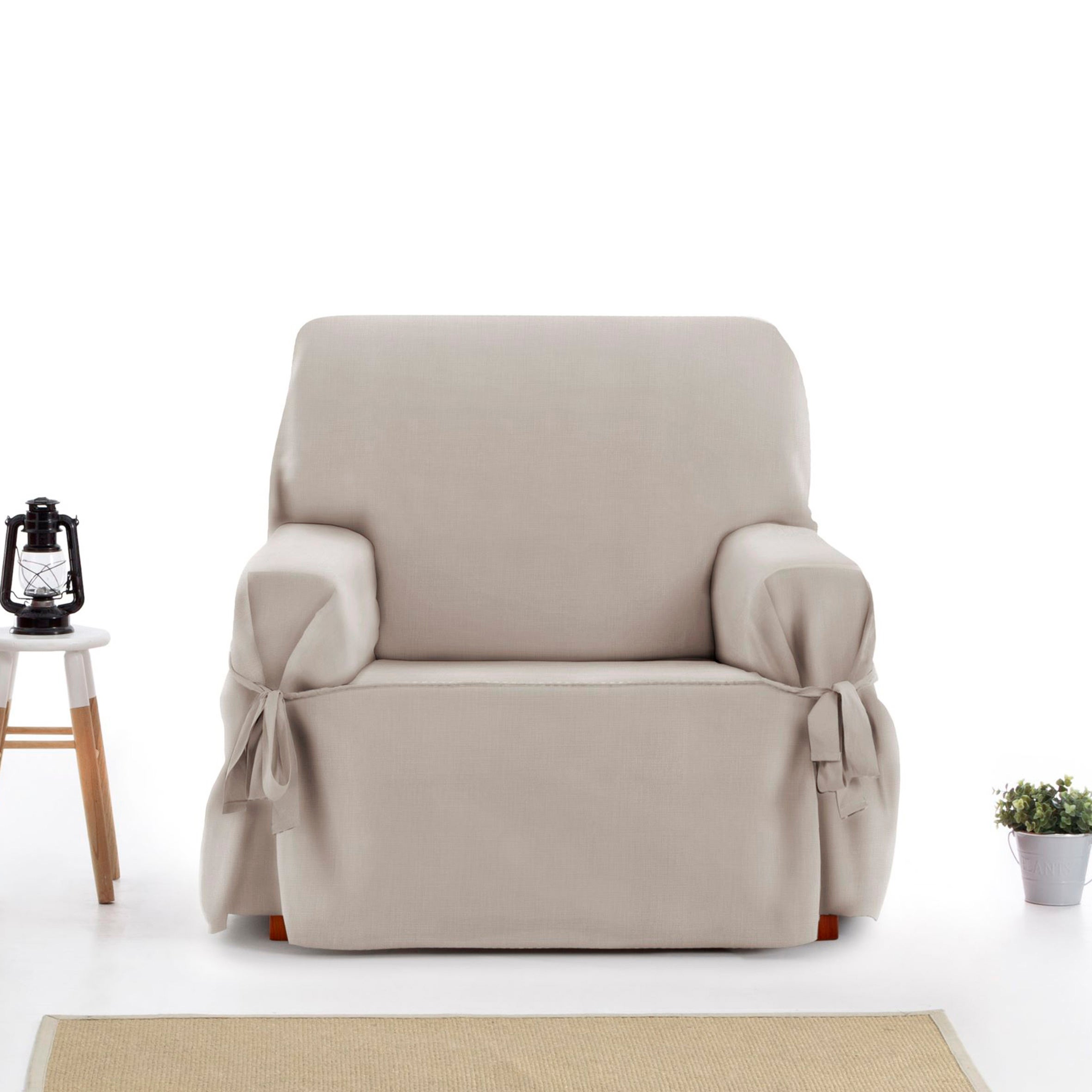 Housse de fauteuil avec des rubans taupe 80 - 120 cm - 3