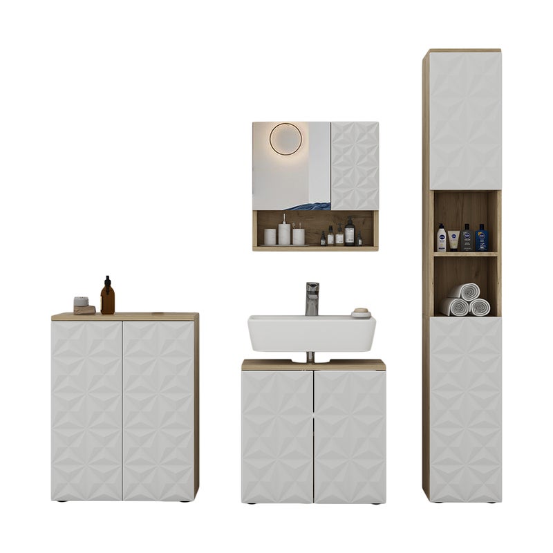 Vicco Zestaw mebli łazienkowych Edge, Biały, 4 części