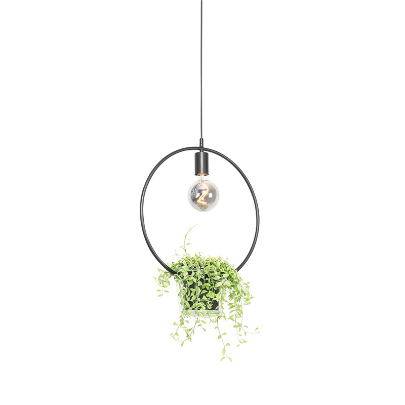 Qazqa nowoczesny lampa wisząca - Roslini - czarny, okrągły, max. 40w, kompatybilny z żarówką LED, e27, 40cm oświetlenie