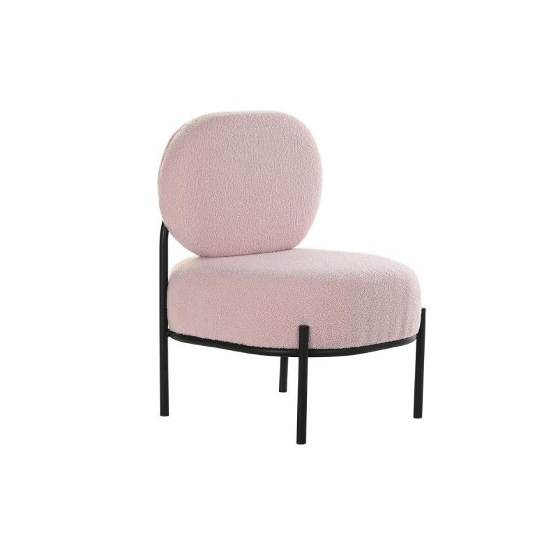 Sillón dkd home decor negro rosa metal poliéster (51 x 61 x 79 cm)