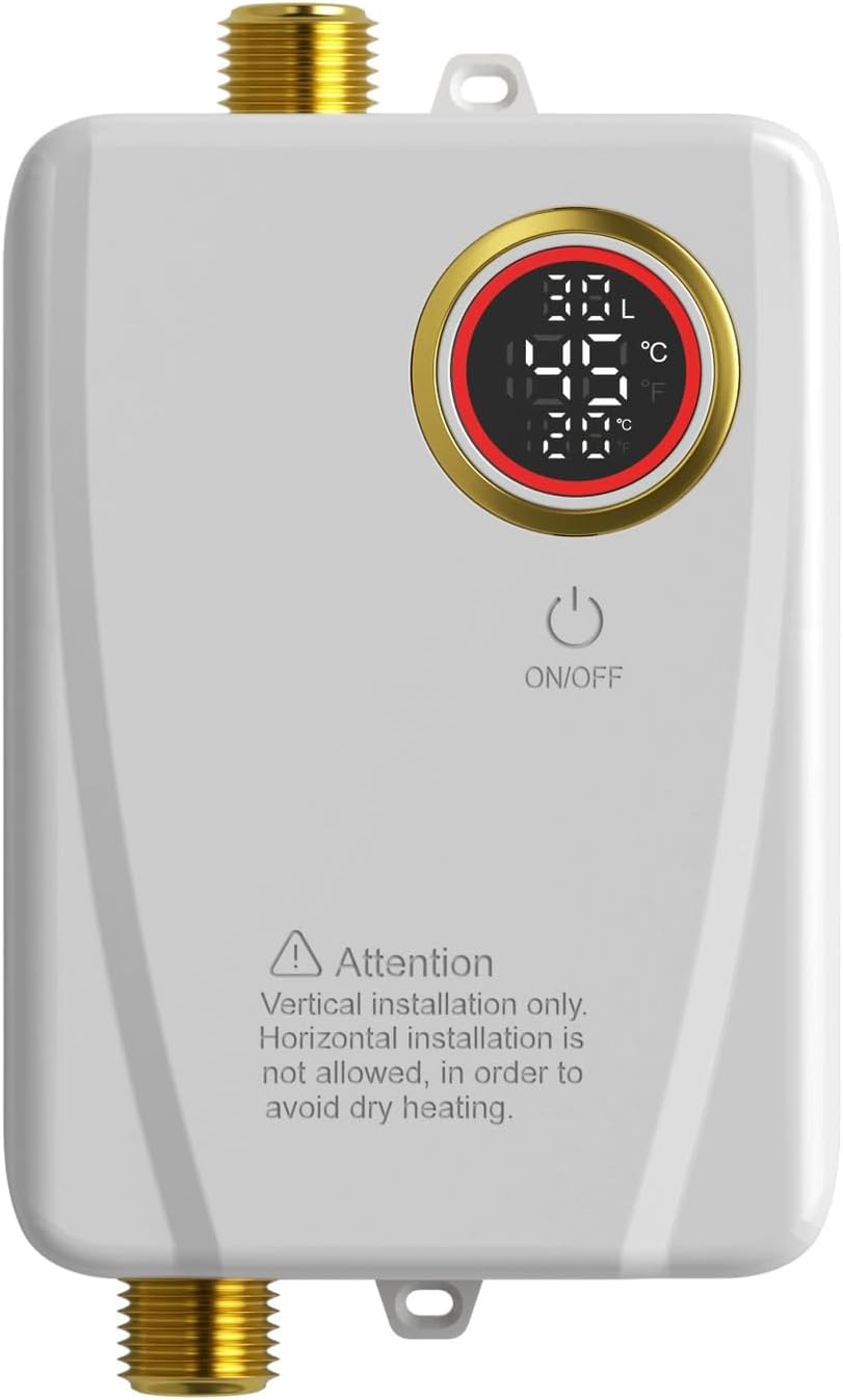 Przepływowy podgrzewacz wody elektryczny 220V 3500W z wyświetlaczem cyfrowym, idealny do kuchni i łazienek.