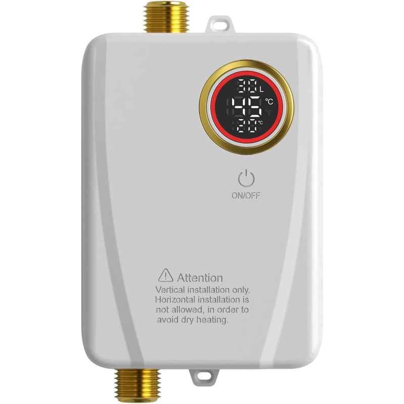 Przepływowy podgrzewacz wody elektryczny 220V 3500W z wyświetlaczem cyfrowym, idealny do kuchni i łazienek.
