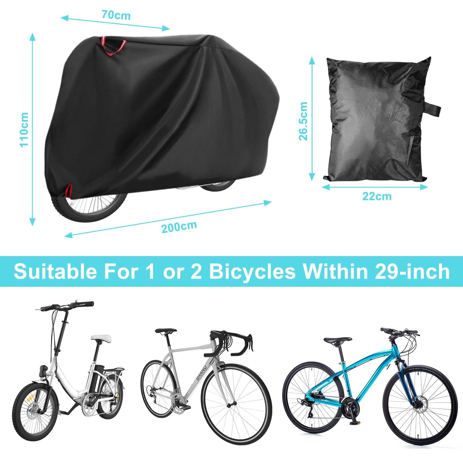 1 Pcs Housse Velo,Tissu Oxford 210D Housse Velo Exterieur