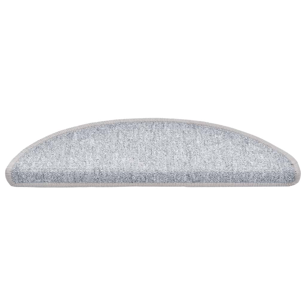 vidaXL Tapis d'escalier 30 pièces 56 x 17 x 3 cm Gris clair Demi-rond - 3