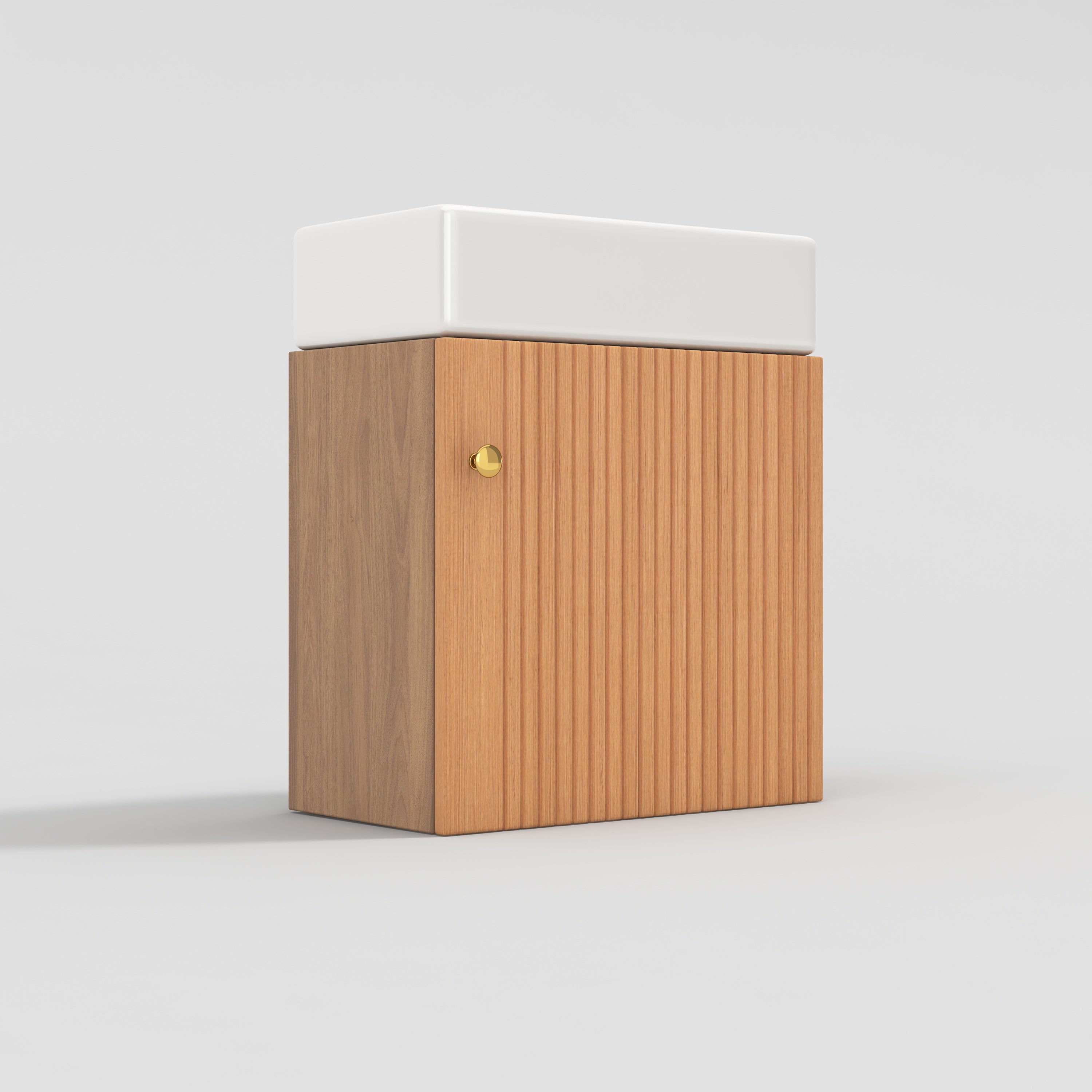 Meuble de salle de bain vasque simple, meuble bas avec vasque en céramique - 46 x 26 x 56 cm - Bois MDF - Naturel - 9