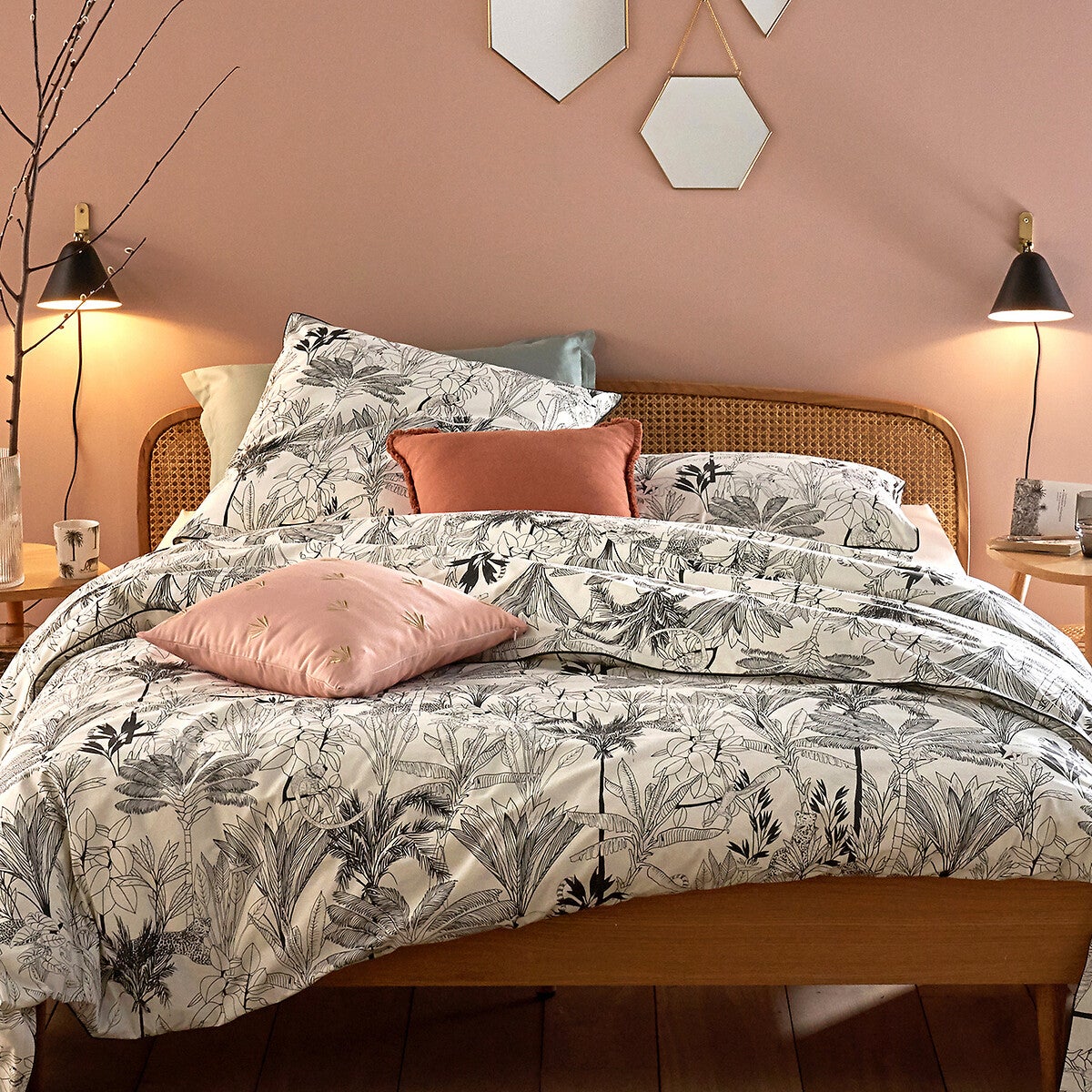 Drap housse percale coton bonnet 30 cm, Palmeira - Imprimé - 90 x 190 cm - 2