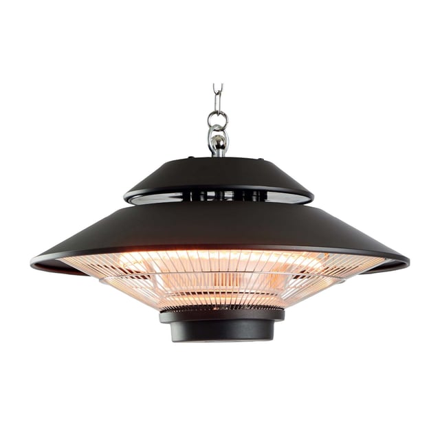 Stufa Elettrica Infrarossi Alogena 1500W per Interni e Esterni Kekai Design a Soffitto 42,5x42,5x24 cm Telecomando Incluso