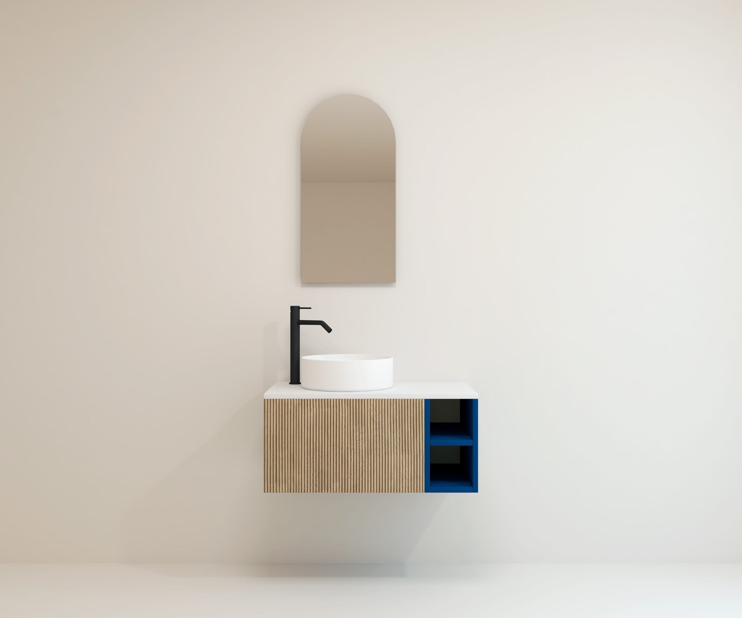 Ensemble de meubles de salle de bain Avantarea CHALAIN, Bleu outremer 80 cm + vasque + miroir Alma - 4