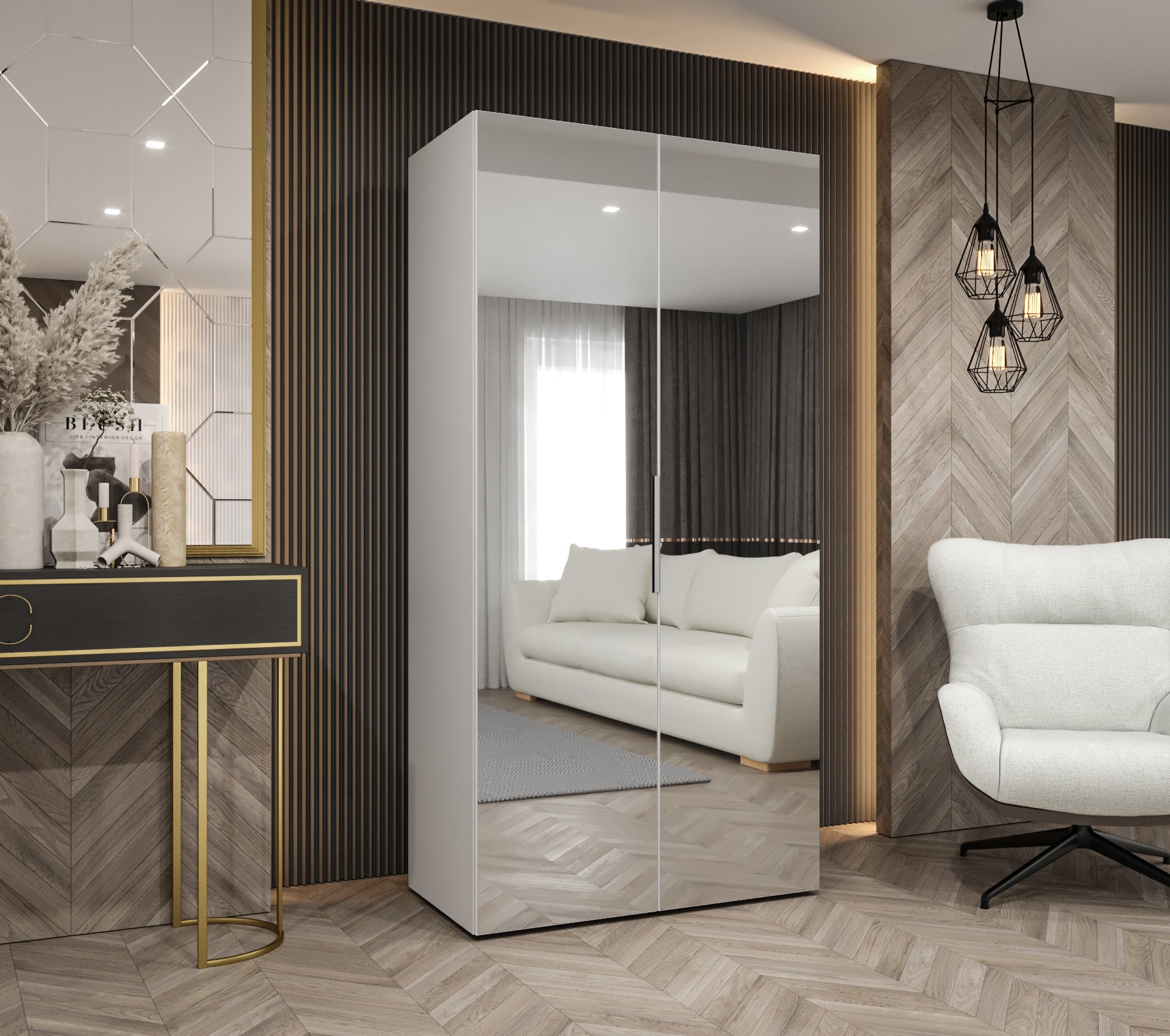 Szafa uchylna otwierana Marbella 3 100 x 52 x 202 cm biały + u. kaszmir Abiks Meble - 2