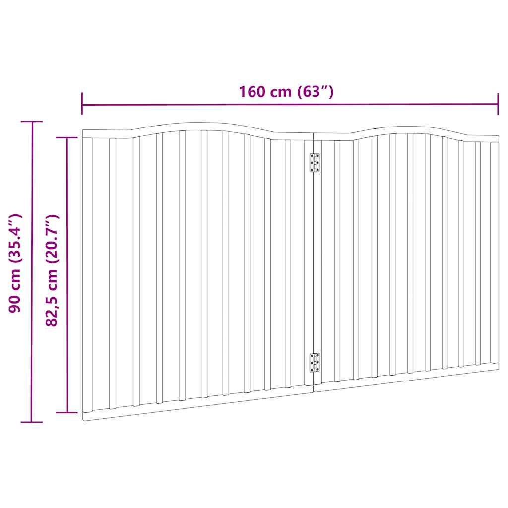 Portão para cães | Barra de segurança dobrável 2 painéis 160 cm madeira de álamo CFW38650 - 9