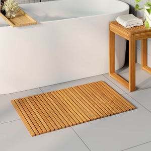 LeGDOr Tapis de Douche en Bois Naturel, Tapis de Bain en caillebotis en