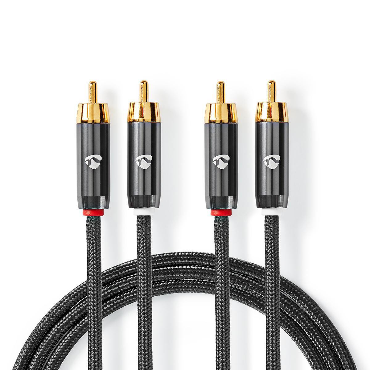 NEDIS Cavo audio stereo – 2 connettori RCA – 2 connettori RCA – nichelato – 2 m – rotondo – nero – etichetta NEDIS Cavo audio stereo – 2 connettori RCA – 2 connettori RCA – nichelato – 2 m – rotondo – nero – etichetta