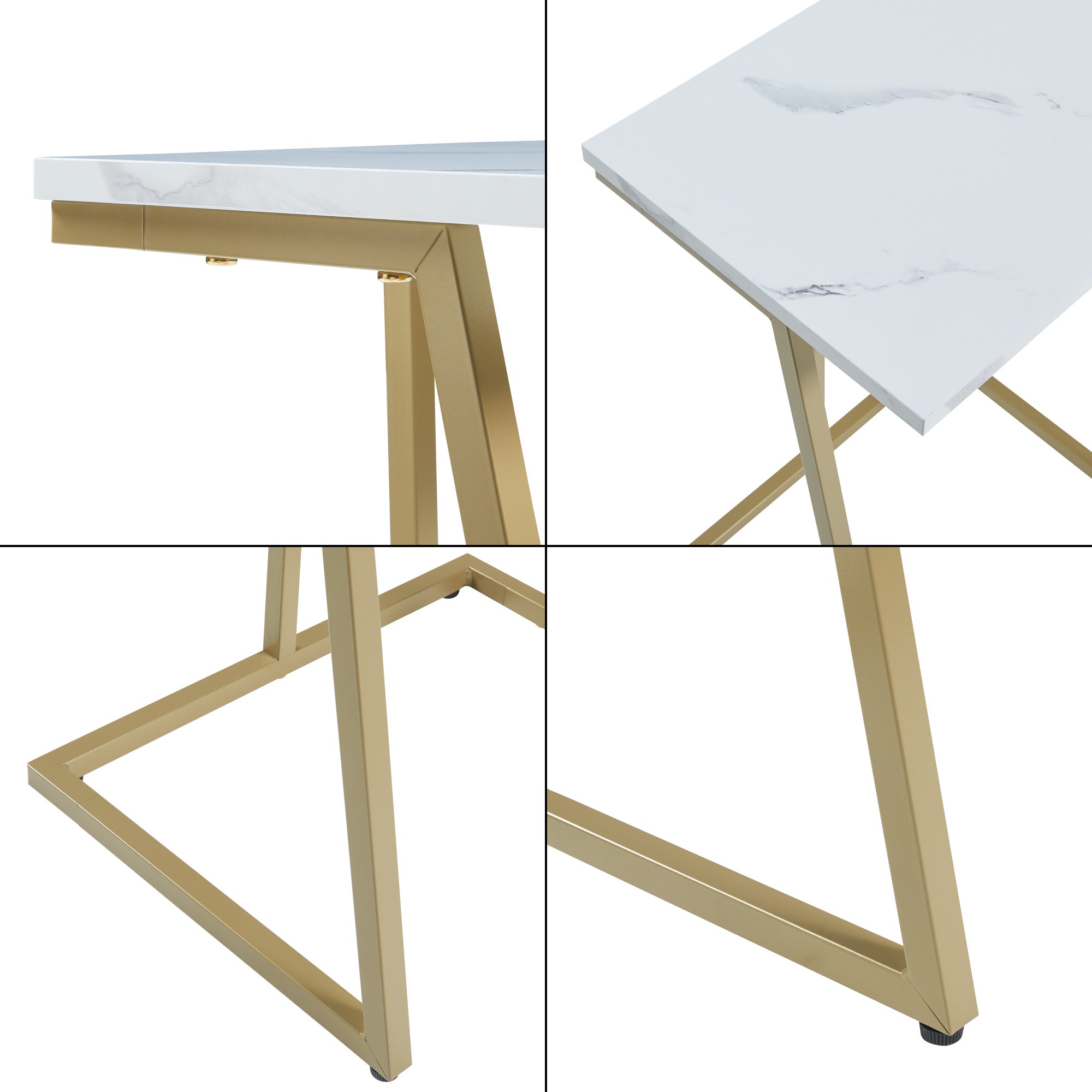Lot de 2 tables basses gigognes Salem acier panneau de particules or effet marbre blanc [en.casa] - 7