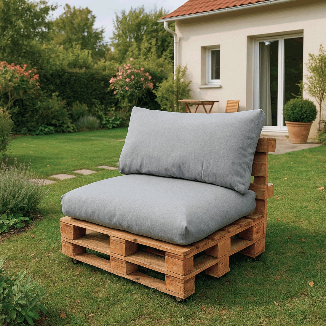 Cojines Impermeables para Palets de Asiento y Respaldo. NO incluye PALETS. (Gris) - 2