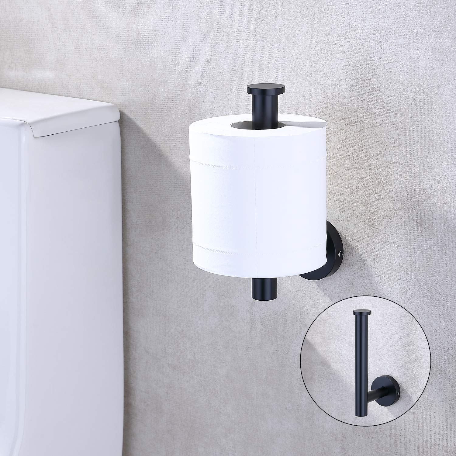 Porte Papier Toilette, Support Mural Rouleau Papier Toilette en Acier lnoxydable, Devidoir Papier Toilette Mural pour Salle de Bain et Cuisine, Noir - 3