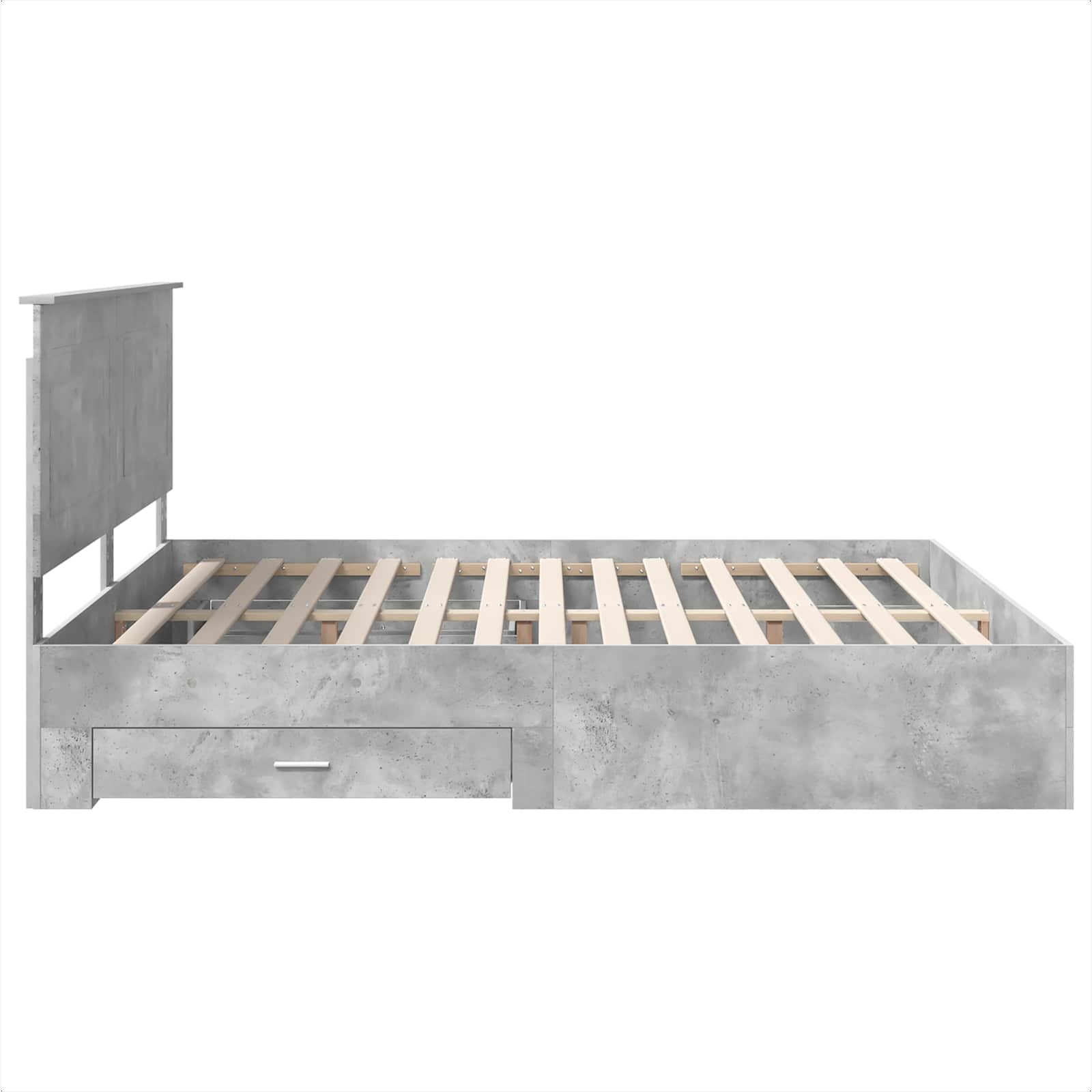 Cadre de lit gris béton 200 x 200 cm panneau de bois - 9