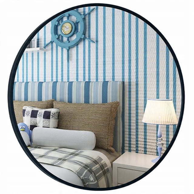 Lustro ścienne okrągłe łazienkowe czarna rama średnica 600 mm stylowe