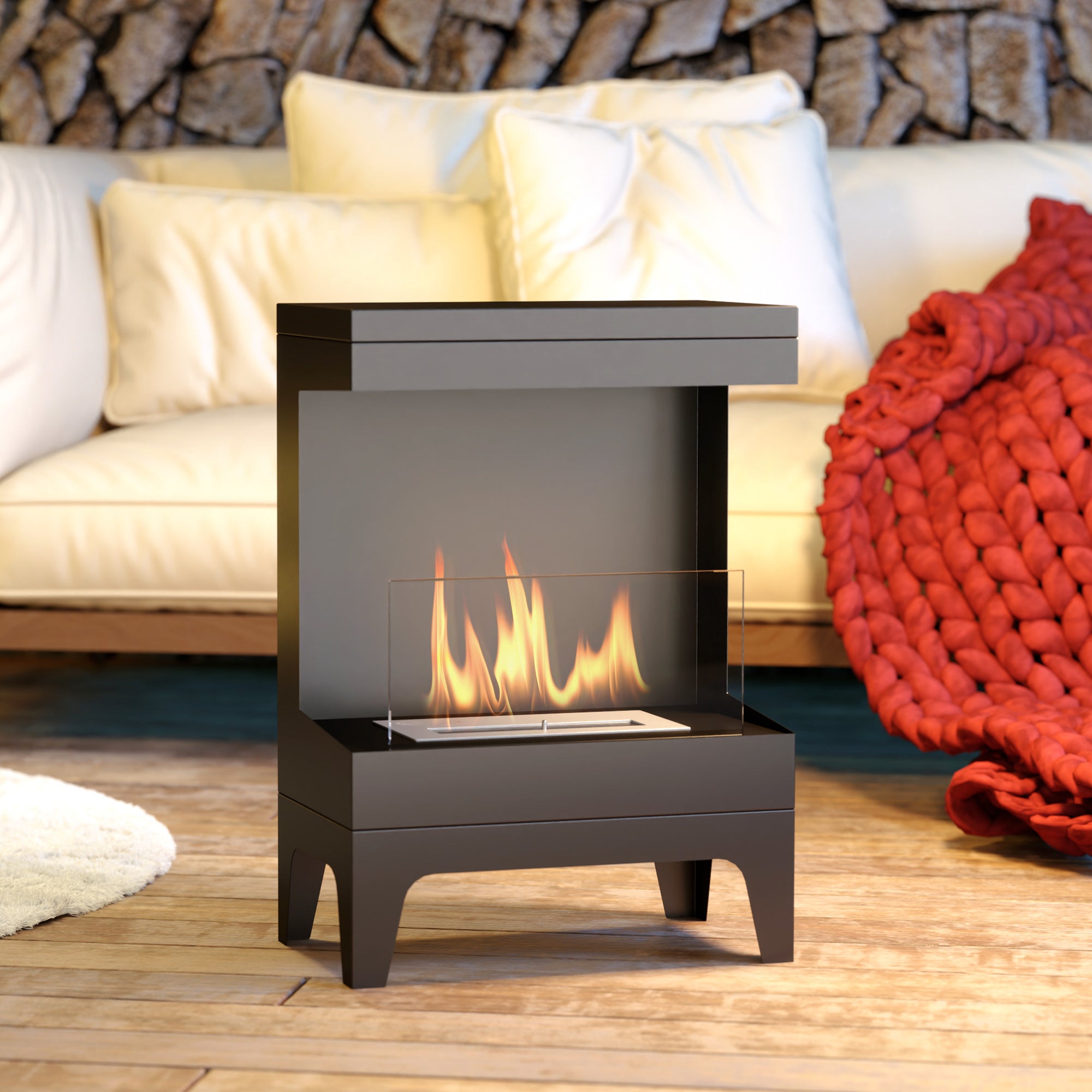 Chimenea de Bioetanol HOMCOM Acero Negro 38x22x54 cm - 3