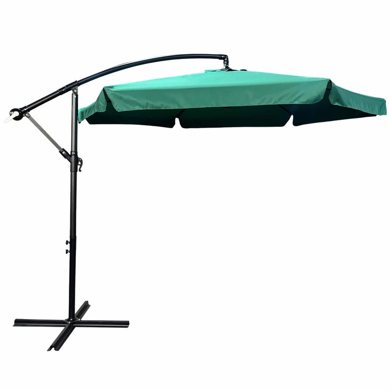 Wodoodporny parasol ogrodowy i tarasowy CYNIA w kolorze ciemnozielonym waga 11,7 kg wymiary 300x300x245 cm