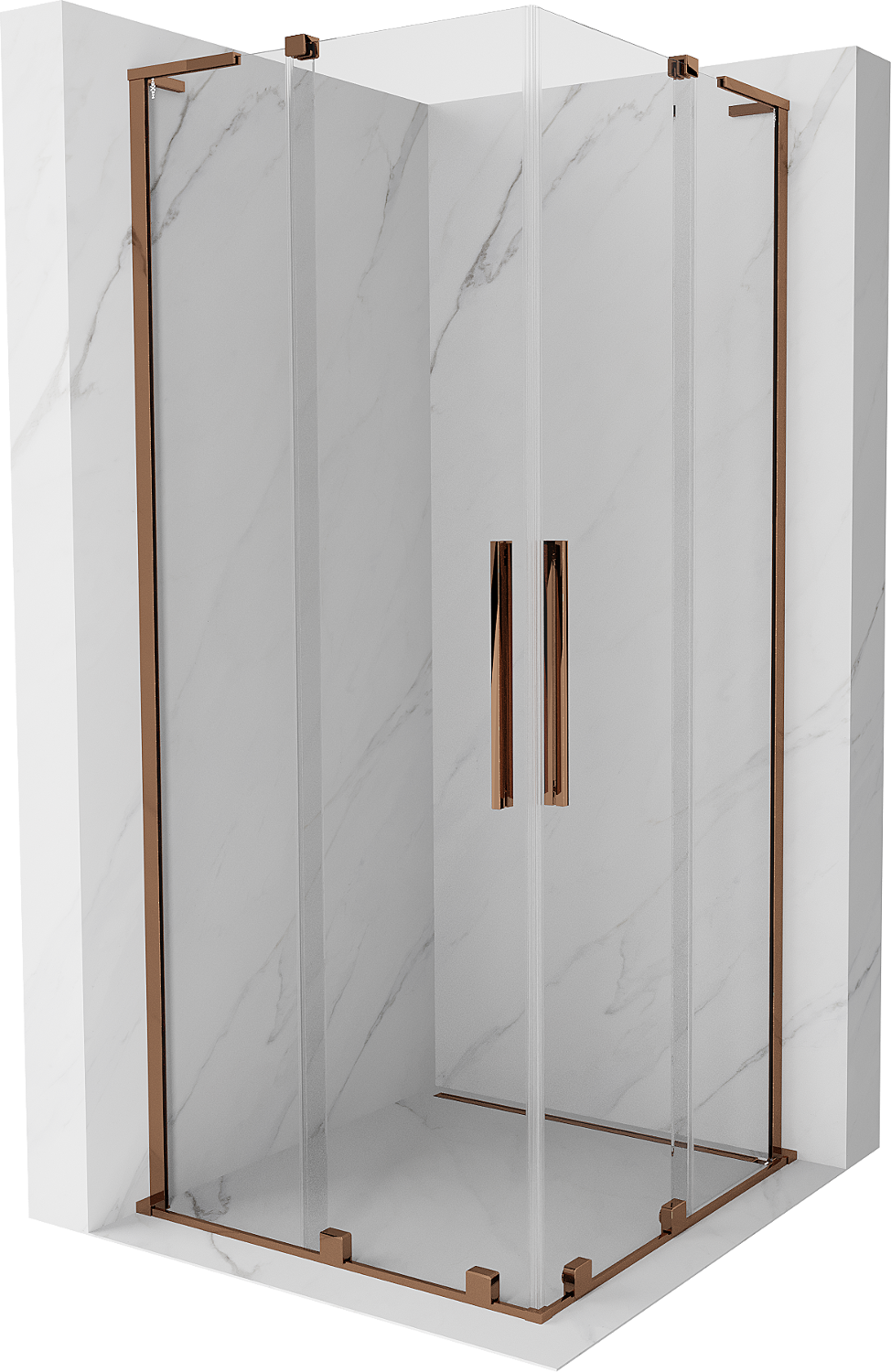 Mexen Velar L Duo kabina prysznicowa rozsuwana 90 x 90 cm, transparent, różowe złoto - 871-090-090-02-03-60
