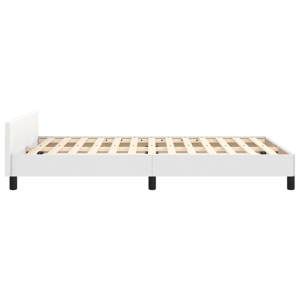 Cadre de lit sans matelas blanc 120 x 190 cm similicuir - 7