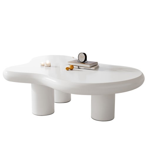 Table Basse Ronde Nuage Blanc - Set De 2 Tables Gigognes 50+70cm - Moderne Pour Salon Et Chambre