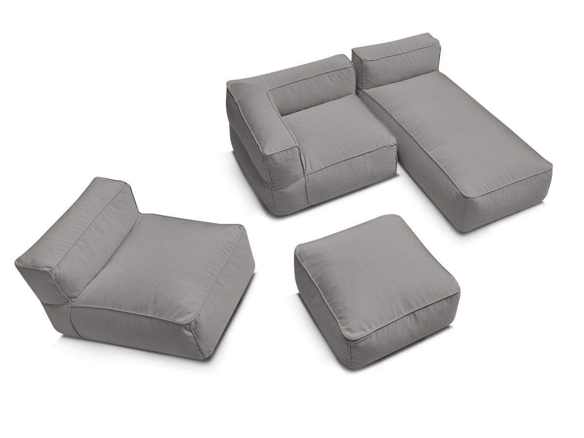 BOBOCHIC Canapé de jardin modulable GIULIA avec bâche de protection, 1 chauffeuse 1 place, 1 angle, 1 méridienne et 1 pouf Gris foncé - 6