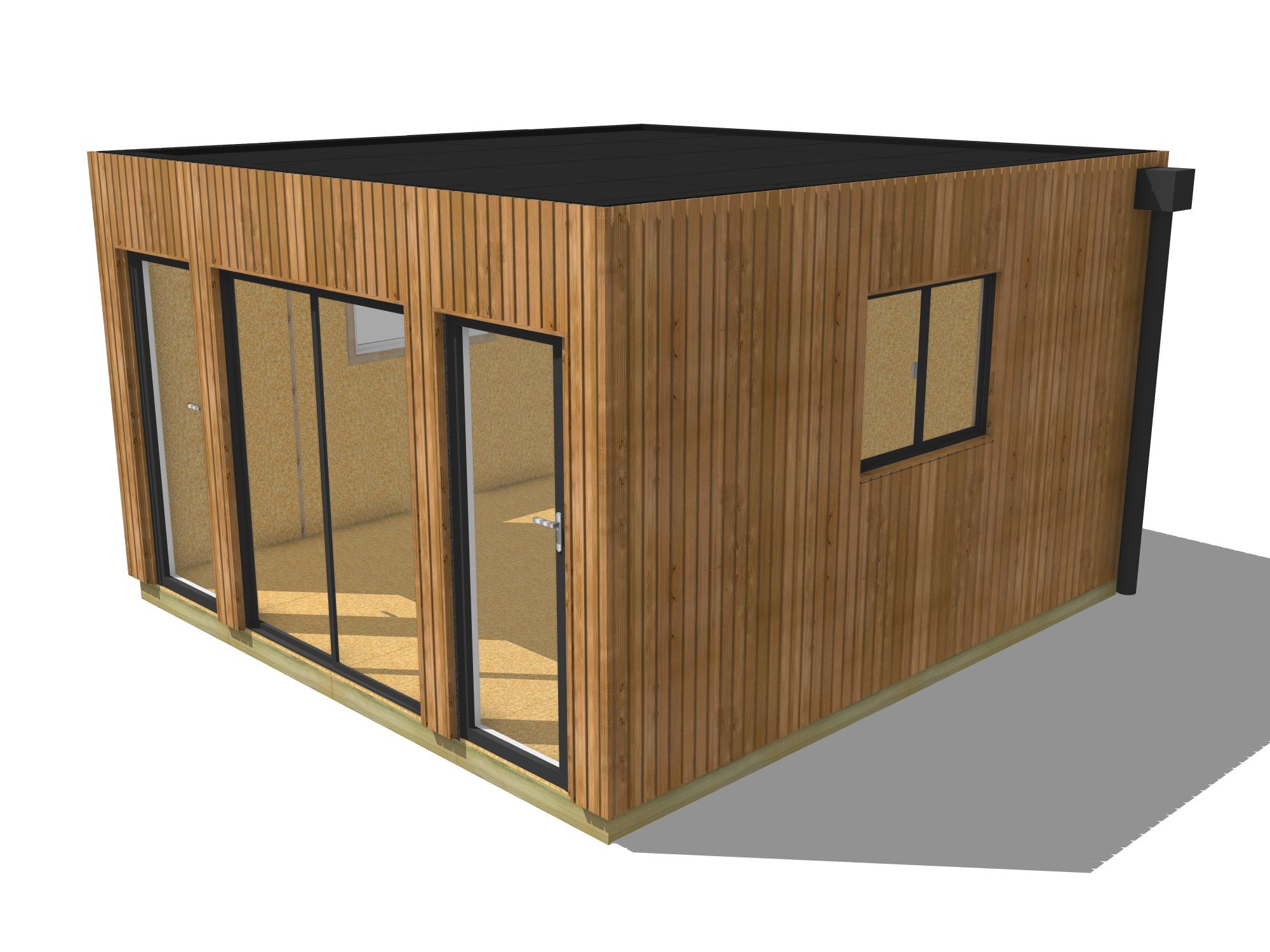Annexe de jardin bois en bois 4,4 x 4,6 x 2,7 m avec plancher isolé - 2