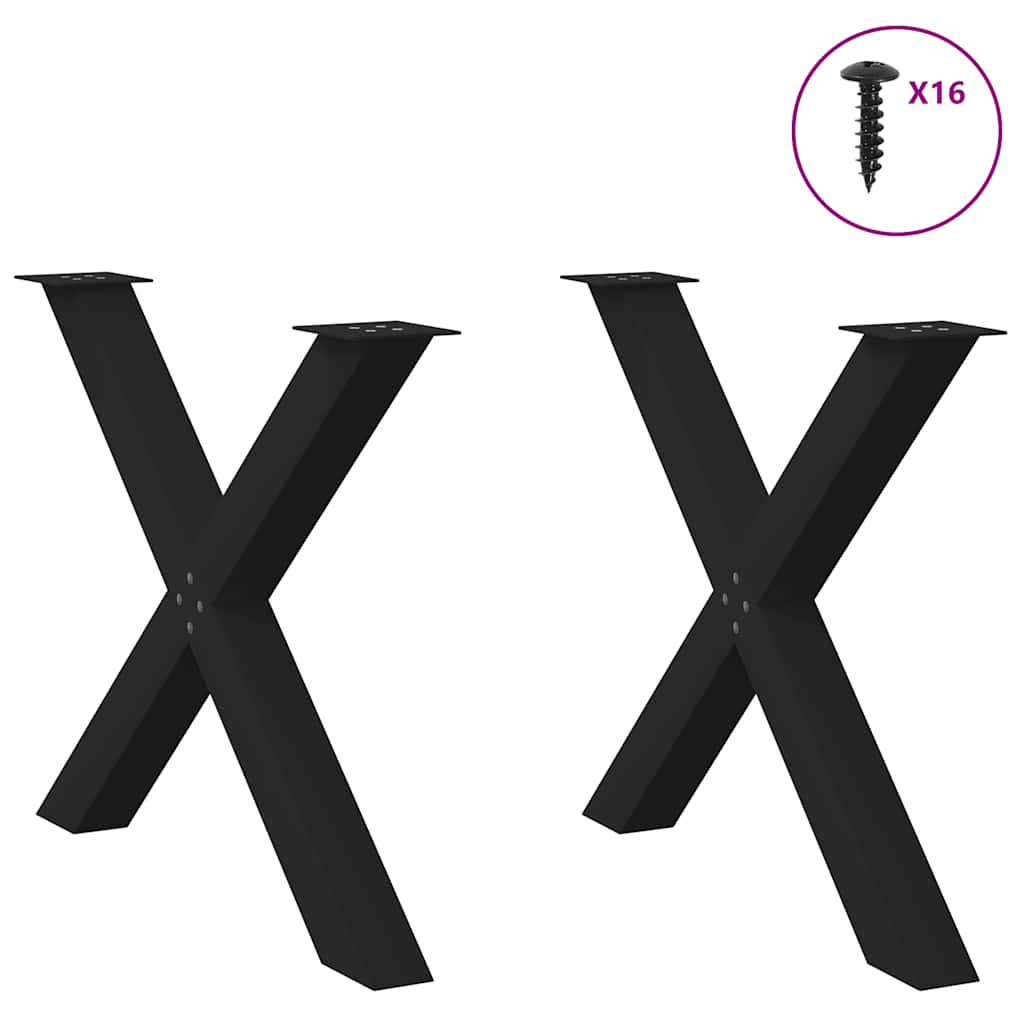 Maison Exclusive - Pieds de table à manger en forme de X, 2 pièces, noir, 90 x (72-73) cm, acier - 3