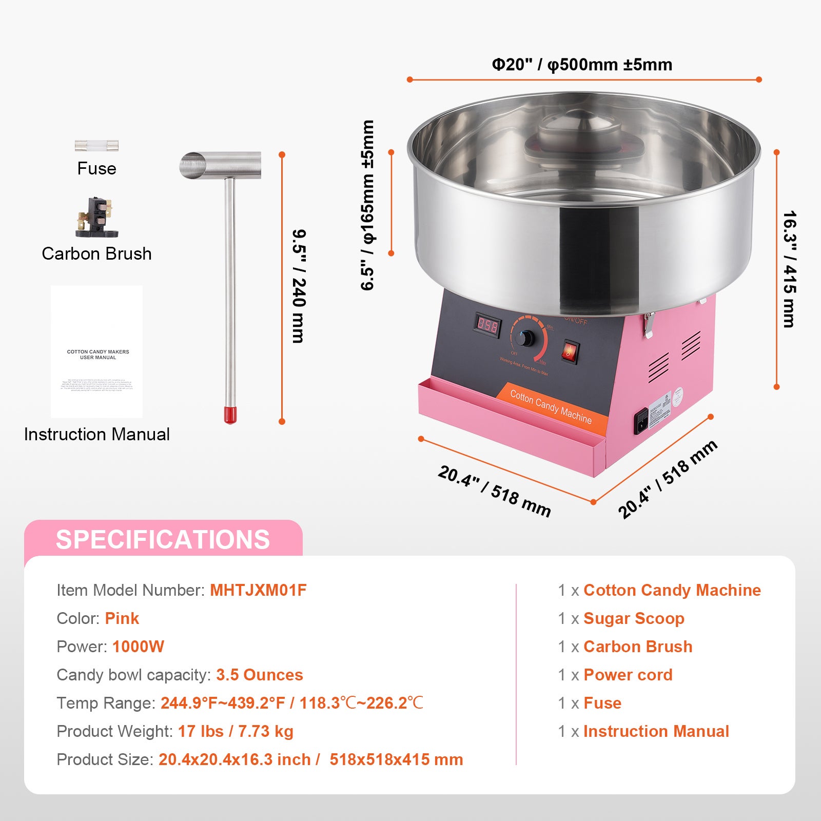 Macchina elettrica zucchero filato,SucceBuy 1000 W,ciotola in acciaio inox,cucchiaino zucchero,per compleanni dei bambini,feste di famiglia,rosa - 9