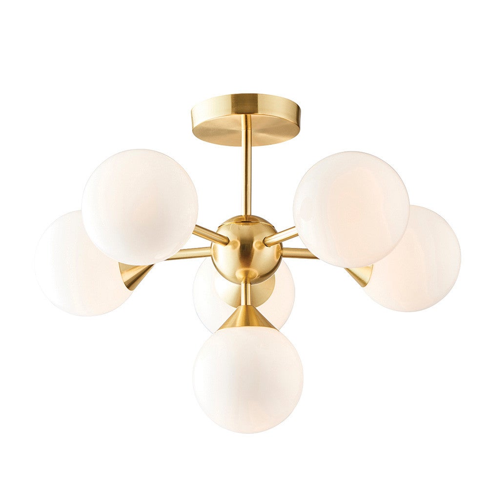 Lampa sufitowa szklane białe kule OSCAR biało-złota 6xG9x8W szkło wym:37x49,8x49,8cm IP20 Endon