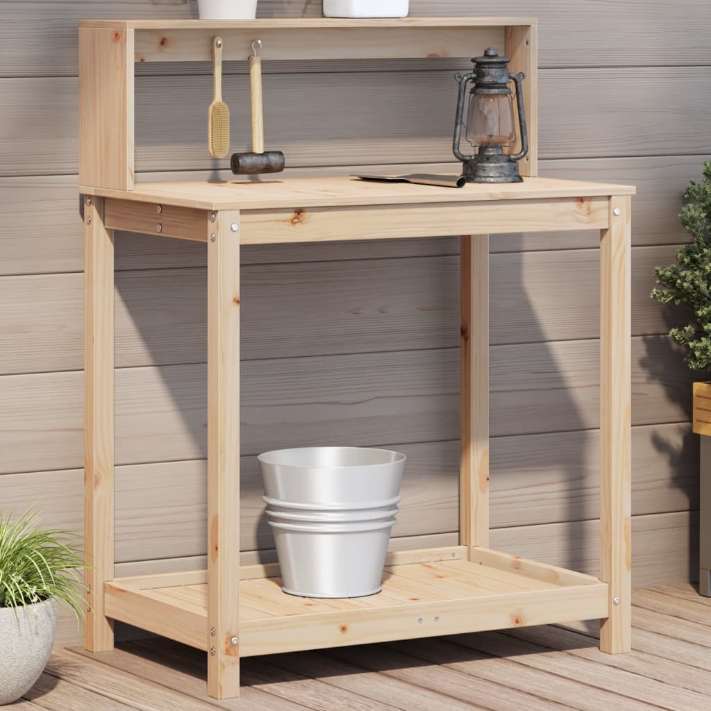 Jardinière | Table de rempotage et étagères 82,5x50x109,5 cm bois massif pin CFW64147 - 2